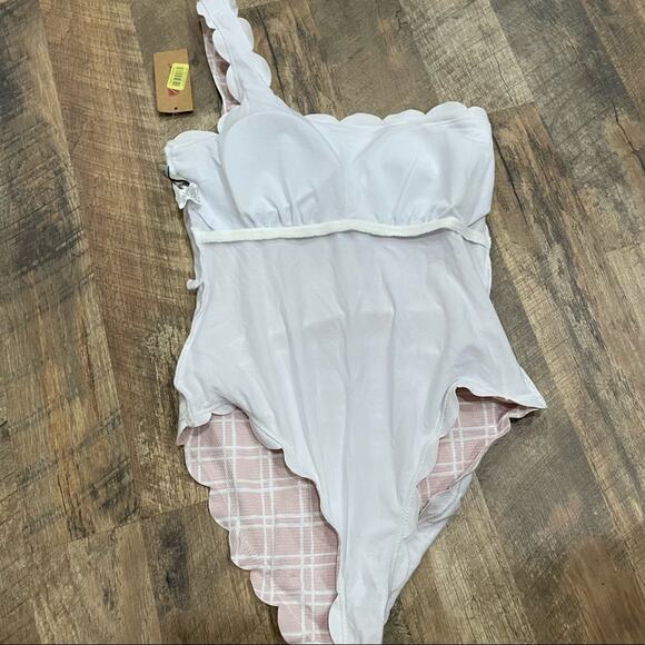 NWT Daniel Cremieux Tattersall Scallop One Shoulder One Piece Swimsuit - Picture 6 of 12